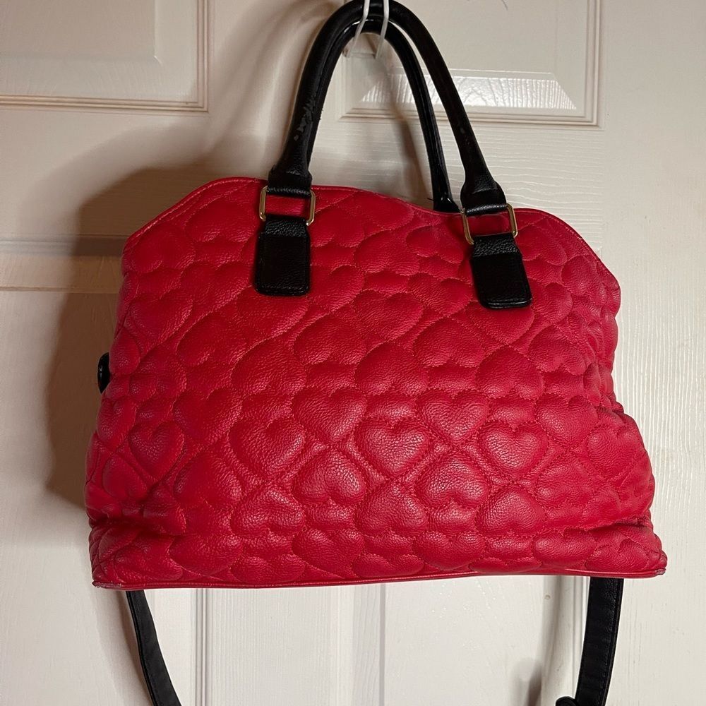 Betsey Johnson Red and Black Satchel with Bow - Picture 2 of 16